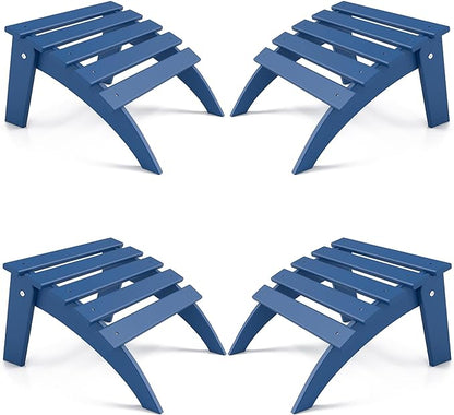 FOOWIN Folding Adirondack Ottoman Set of 4, HDPE All Weather Adirondack Footrests, Ottoman for Adirondack Chair,Patio Footstool for Outside Easy Storage,for Patio, Backyard, Porch, Garden, Navy Blue