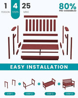 SERWALL Outdoor Bench, HDPE Outdoor Benches Weatherproof, 2-Person Garden Bench with 660 lbs Weight Capacity - Photo 8
