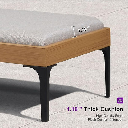 PURPLE LEAF 1 Piece Outdoor Chaise Lounge Aluminum Adjustable Patio Lounger Chair with Cushion Reclining Beach Daybed for Poolside Balcony Deck Backyard, Teak