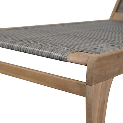 Christopher Knight Home Jhin Chaise Lounge Chair Outdoor, Acacia Wood Frame and Rattan Sunbathing Pool Lounger, Adjustable Backrest Single Lounge Sofa, Patio Lounge Chaise for Poolside, Light Brown