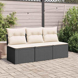 3-Seater Garden Sofa in Black and Cream White, Modular Outdoor Furniture with Weather-Resistant Poly Rattan Frame - Photo 3