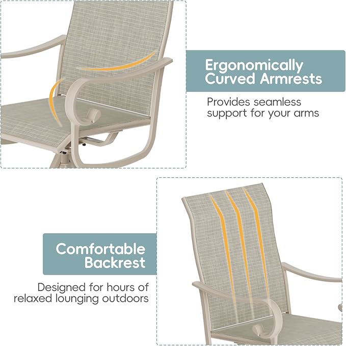 Patio Swivel Chairs Set of 2, Outdoor Dining Chairs with High Back - Photo 5
