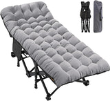 H&ZT Adults Patio Chaise with Mattress, Outdoors Portable Bed Frame for Adults - Photo 1