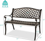 LEISU OKIDA 41” Outdoor Garden Bench All-Weather Cast Aluminum Porch Loveseat Chair for Patio Park Path Yard Lawn Work - Photo 3