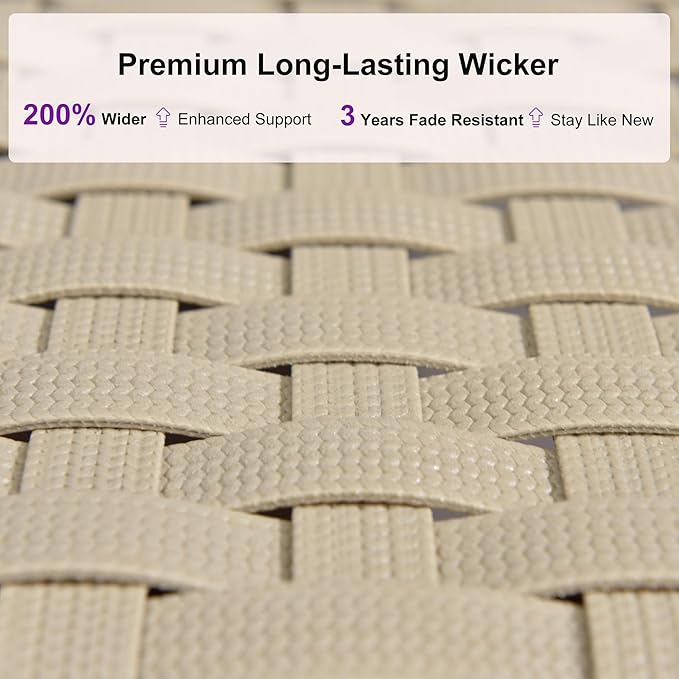 PURPLE LEAF Patio Chaise Lounge Chairs Outdoor 1 Piece, Wicker Pool Lounge Chairs for Outside with Adjustable Backrest, Aluminum Sunbathing Lounger for Patio, Poolside, Garden, Khaki