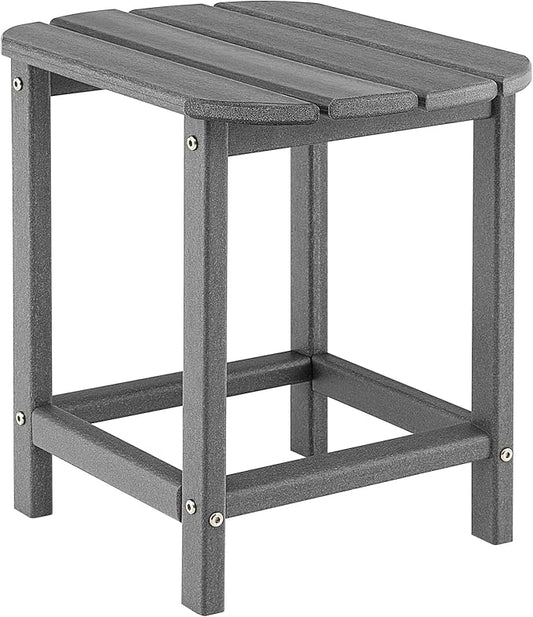Giantex Side Table Outdoor Small Patio Table 18” Adirondack Table, Weather Resistant End Tables, Outside Square Tea Table for Patio, Backyard, Poolside, Garden, Balcony (1, Gray)