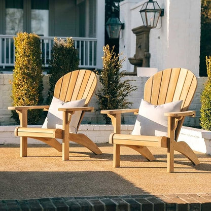 TITAN GREAT OUTDOORS Ash & Ember Savannah Grade A Teak Adirondack Chair, Weather Resistant Patio Lounge with Gently Curved Seat and Back, for Deck, Porch, or Backyard, Indoor Outdoor Use