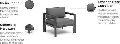 Homestyles Grayton Outdoor Aluminum Lounge Chair, Gray