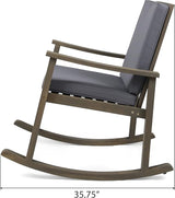 Outdoor Rocking Chair with Armrests and Cushions, Acacia Wood Structure, for Garden, Patio or Balcony, Dark Grey - Photo 9