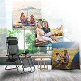 FDW Zero Gravity Chairs Set of 2 Black Lounge Patio Chairs Outdoor Yard Beach with Cup Holders, Black - Photo 6