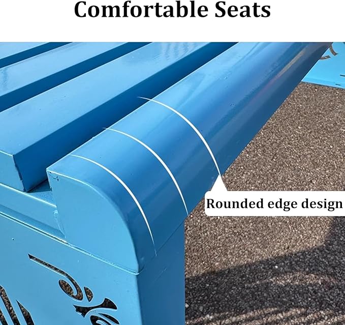 Heavy Duty Outdoor Benches Weatherproof Galvanized Steel Park Benches Slats Design Metal Garden Chair Commercial Street - Photo 3