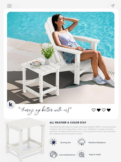 KINGYES Adirondack Outdoor Side Table, White