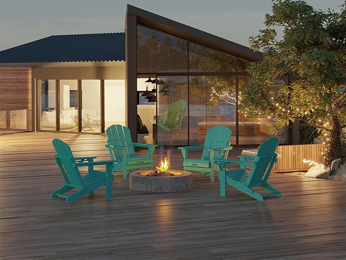 MUCHENGHY Folding Adirondack Chairs, Patio Chairs, Lawn Chairs, Outdoor Chair, Adirondack Chair Plastic, Fire Pit Chairs - Photo 2