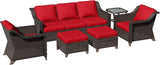 6 Pieces Patio Conversation Furniture Set - 1 Sofa, 2 Armchairs, 2 Ottomans, 1 Side Table - Photo 6