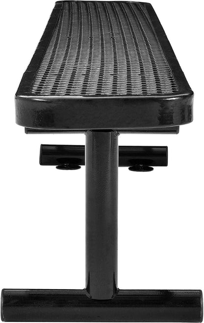 Global Industrial 8'L Heavy Duty Expanded Metal Mesh Flat Bench with Steel Frame, Portable Outdoor Bench, 1000 lbs Capacity, Black, 96" L x 14-1/2"W x 18" H