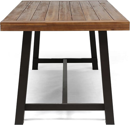 Merax Outdoor Dining Table for 8 Person, Rectangle Weather Resistant Patio Furniture for Yard, Garden, and Lounge, Teak