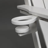 HDPE Folding Adirondack Chair with Cup Holder Outside, Composite Outdoor Chairs with Wood Texture, White - Photo 8