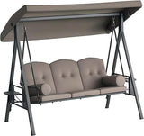 Outsunny 3-Seat Patio Swing Chair, Outdoor Porch Swing Glider with Adjustable Canopy, Removable Cushion - Photo 1