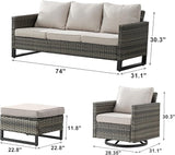 Rilyson Wicker Outdoor Patio Furniture Set - 5 Piece Patio Conversation Set with 2 Swivel Rocker Chairs - Photo 2
