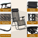 Tangkula Patio Rattan Zero Gravity Lounge Chair, Outdoor Folding Lounge Chair w/Removable Head Pillow - Photo 7