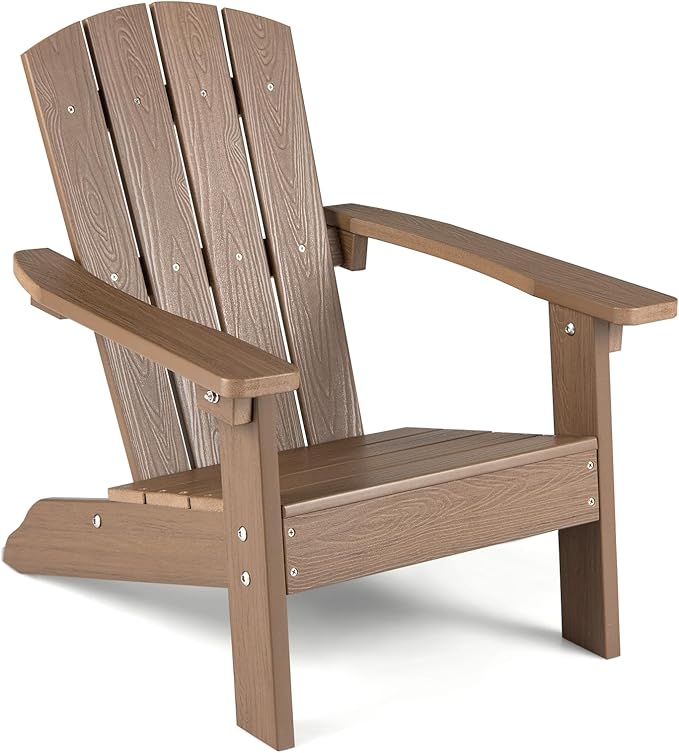 Giantex Kids Adirondack Chair, All-Weather HIPS Children's Outdoor Chair w/Ergonomic Design, Toddler Lawn Chairs for Age 3-8, Kids Beach Chair for Garden Patio Backyard (1,Taupe)