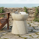 Outdoor Side Table Faux Marble End Table Faux Stone Concrete Side Tables Travertine Small Coffee Tables for Indoor - Photo 1