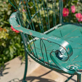Zaer Ltd. Vintage Style Metal Patio Furniture with Heart Design Accents, Outdoor/Indoor Decor (Antique Green, Arm Chair) - Photo 3