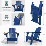 Folding Adirondack Chair Set of 2, HDPE All-Weather Outdoor Chair with Cup Holder, Wooden Textured, Fire Pit Chair - Photo 3