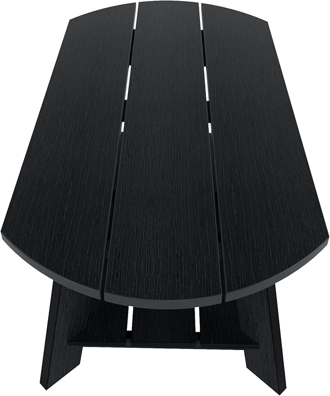 WestinTrends Tuscany Outdoor Coffee Table, All Weather HIPS 2 Tier Patio Adirondack Coffee Table, Black - Photo 5