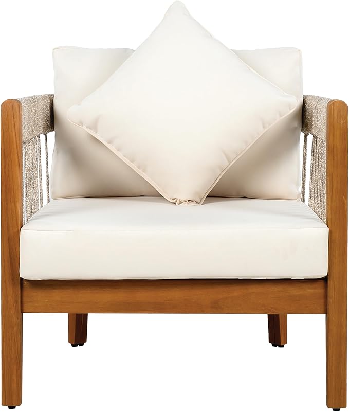 Christopher Knight Home Vinny Acacia Wood Patio Accent Chair, Wooden Lounge Chair Outdoor - Photo 5