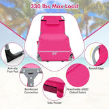 Goplus Tanning Chair, Folding Outdoor Beach Lounge Chair with Face & Arm Hole, Carrying Strap, Pillow - Photo 6