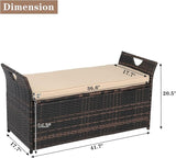 Outvita 40 Gallon Outdoor Storage Box, Patio Rattan Storage Bench with Cushion for Backyard, Balcony, Poolside, Garden - Photo 3