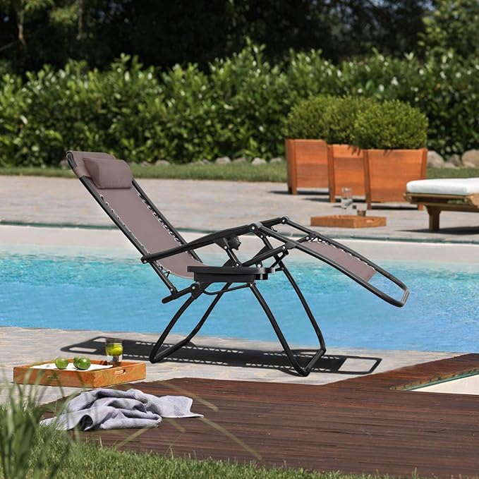 Flamaker Patio Zero Gravity Chair Outdoor Folding Lounge Chair Recliners Adjustable Lawn Lounge Chair with Pillow for - Photo 2