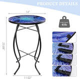 MUMTOP Outdoor End Tables for Patio, Deep Sea Round Side Table, Glass Accent Table for Outside, Garden, Balcony, Porch - Photo 3