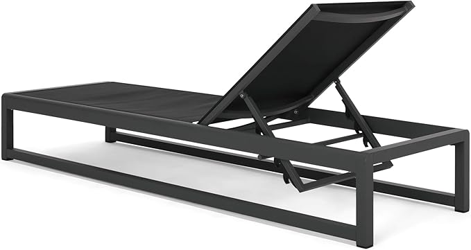 Christopher Knight Home Eudora Outdoor Chaise Lounge (Set of 2), Aluminum, Black, Gray