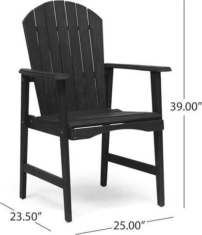 Great Deal Furniture Easter Outdoor Weather Resistant Acacia Wood Adirondack Dining Chairs (Set of 2), Dark Gray Finish, (308991)