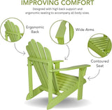 Shine Company Westport Wooden Adirondack Chair, Outdoor Patio Firepit Chairs, Back & Seat Pre-Assembled, Lime Green - Photo 4