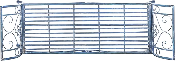 Safavieh PAT5016C Outdoor Collection Adina Antique Blue Wrought Iron 51-inch Garden Bench