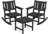 SERWALL Outdoor Rocking Chair Set of 2 with Side Table, All-Weather HDPE 3 Piece Patio Furniture Set - Photo 3