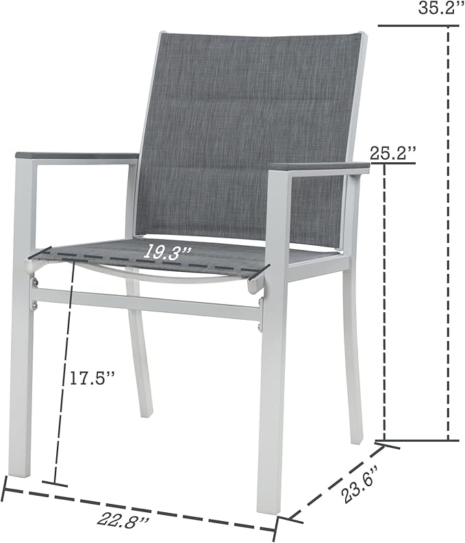 Kozyard Villa Outdoor Patio Dining Chairs Set of 2, Aluminum Frame with Padded Textilene Fabric - Photo 3