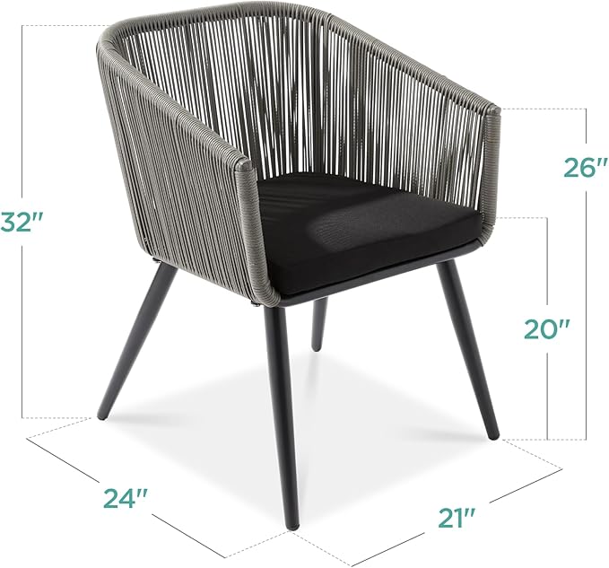 Best Choice Products Set of 2 Patio Dining Chairs, Outdoor Seating for Backyard, Poolside, Balcony w/Woven Wicker Design - Photo 3