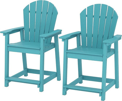 OTSUN Tall Modern Adirondack Chairs Set of 2, All Weather HDPE Bar Height Adirondack Stools Widened Durable Design for Porch Patio Yard Lawn Fire Pit Bistro Basement Indoors & Outdoors