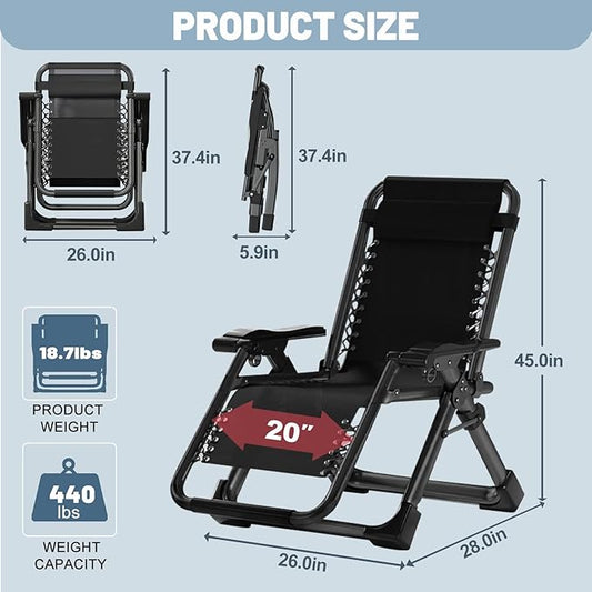 Slsy Zero Gravity Chair, Reclining Lounge Chair with Removable Cushion & Tray for Indoor and Outdoor, Patio Recliner Folding Reclining Chair