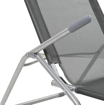 2 Pack Folding Outdoor Chaise Lounge Anthracite Textilene Modern Adjustable Backrest 23.6x55.9x38.2 in Lightweight Steel Frame for Poolside Garden Balcony Beach