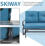 Patio Bench, Porch Glider Outdoor Swing Glider Rocking Loveseat, Steel Frame Chair with Thick Cushion (Peacock Blue) - Photo 4