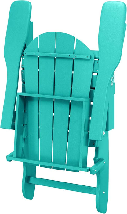 WO WESTIN OUTDOOR HDPE Laguna Outdoor Folding Poly Adirondack Chair, Turquoise
