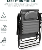Best Choice Products Oversized Zero Gravity Chair, Folding Outdoor Patio Lounge Recliner w/Cup Holder Accessory Tray - Photo 8