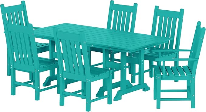 Costaelm Armless Outdoor Chair, Patio Adirondack Chair, HDPE Poly Lumber Waterproof Restaurant Bistro Kitchen Dining Chair for Outside Porch Backyard Garden, Turquoise