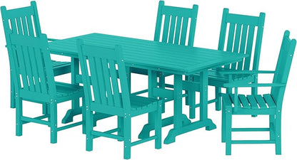 Costaelm Armless Outdoor Chair, Patio Adirondack Chair, HDPE Poly Lumber Waterproof Restaurant Bistro Kitchen Dining Chair for Outside Porch Backyard Garden, Turquoise