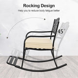 Outdoor Metal Rocking Chair with Cushion, Patio Rocking Bench for Garden, Porch, Balcony, Rocker for Outside Lawn - Photo 5